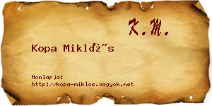 Kopa Miklós névjegykártya